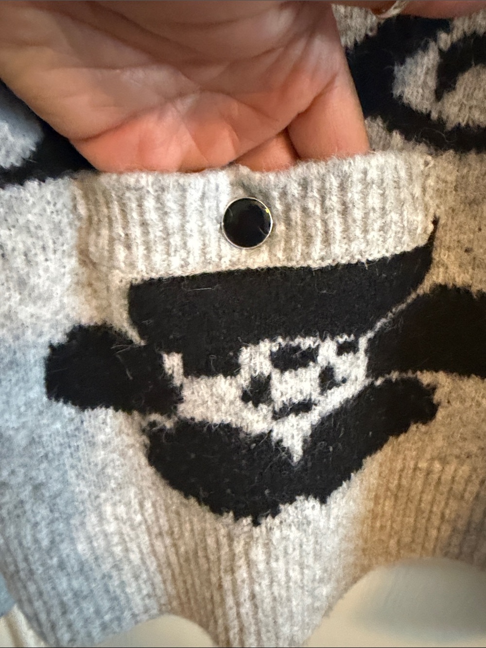 Free Assembly Gray Floral Button-Up Cardigan Sweater - Picture 4 of 6